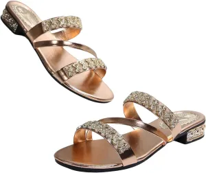 GORGLITTER Women's Gold Strappy Wedge Sandals 2025 Dressy Summer Sparkly Shoes