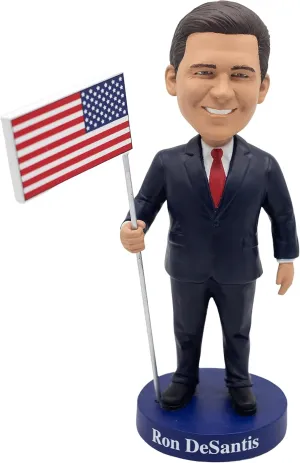 Governor Ron Desantis Bobblehead Collectible | 7” Tall Resin Figurine of Desantis Holding an American Flag | Governor Desantis Bobble