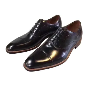 Handmade Full Grain Leather Polished Cap Toe Oxford Shoes