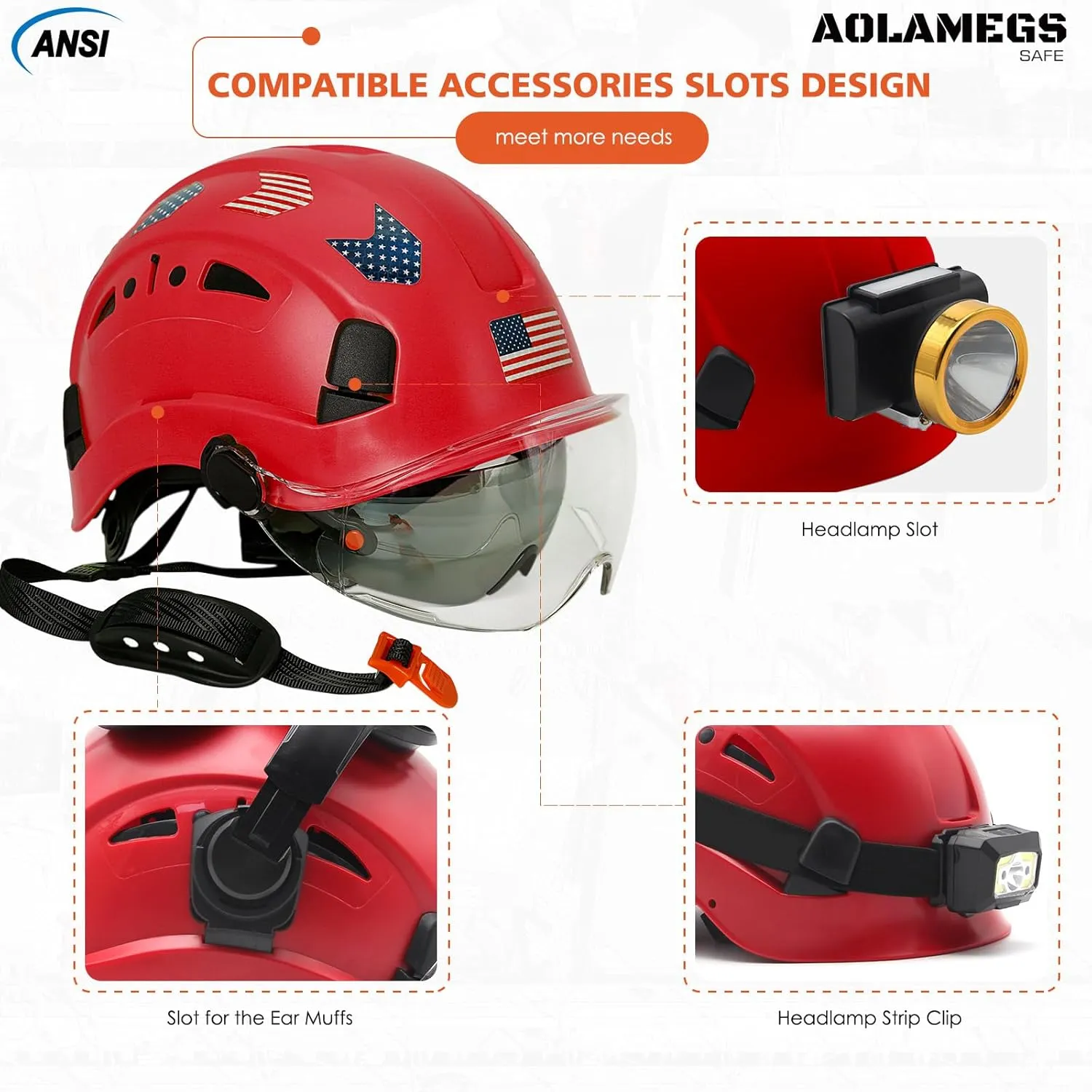 Hard Hats Construction OSHA Approved With Double Visor - Cascos De Construccion Vented Hard Hat With Clear and Tinted Visor Construction Safety Helmet Hat With Chin Straps 6pt Suspension