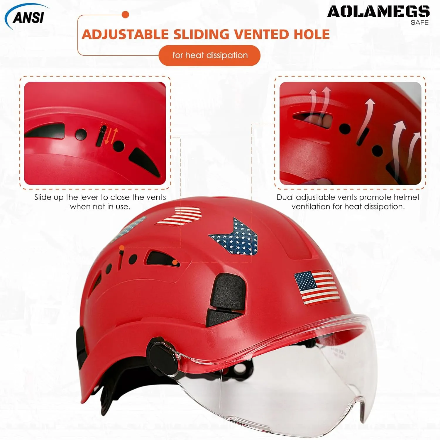 Hard Hats Construction OSHA Approved With Double Visor - Cascos De Construccion Vented Hard Hat With Clear and Tinted Visor Construction Safety Helmet Hat With Chin Straps 6pt Suspension