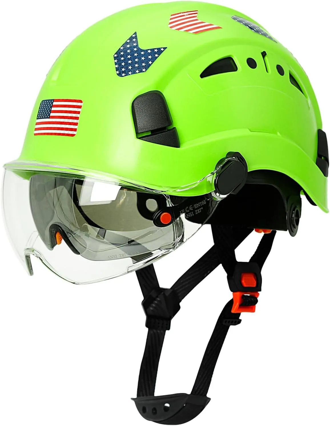 Hard Hats Construction OSHA Approved With Double Visor - Cascos De Construccion Vented Hard Hat With Clear and Tinted Visor Construction Safety Helmet Hat With Chin Straps 6pt Suspension