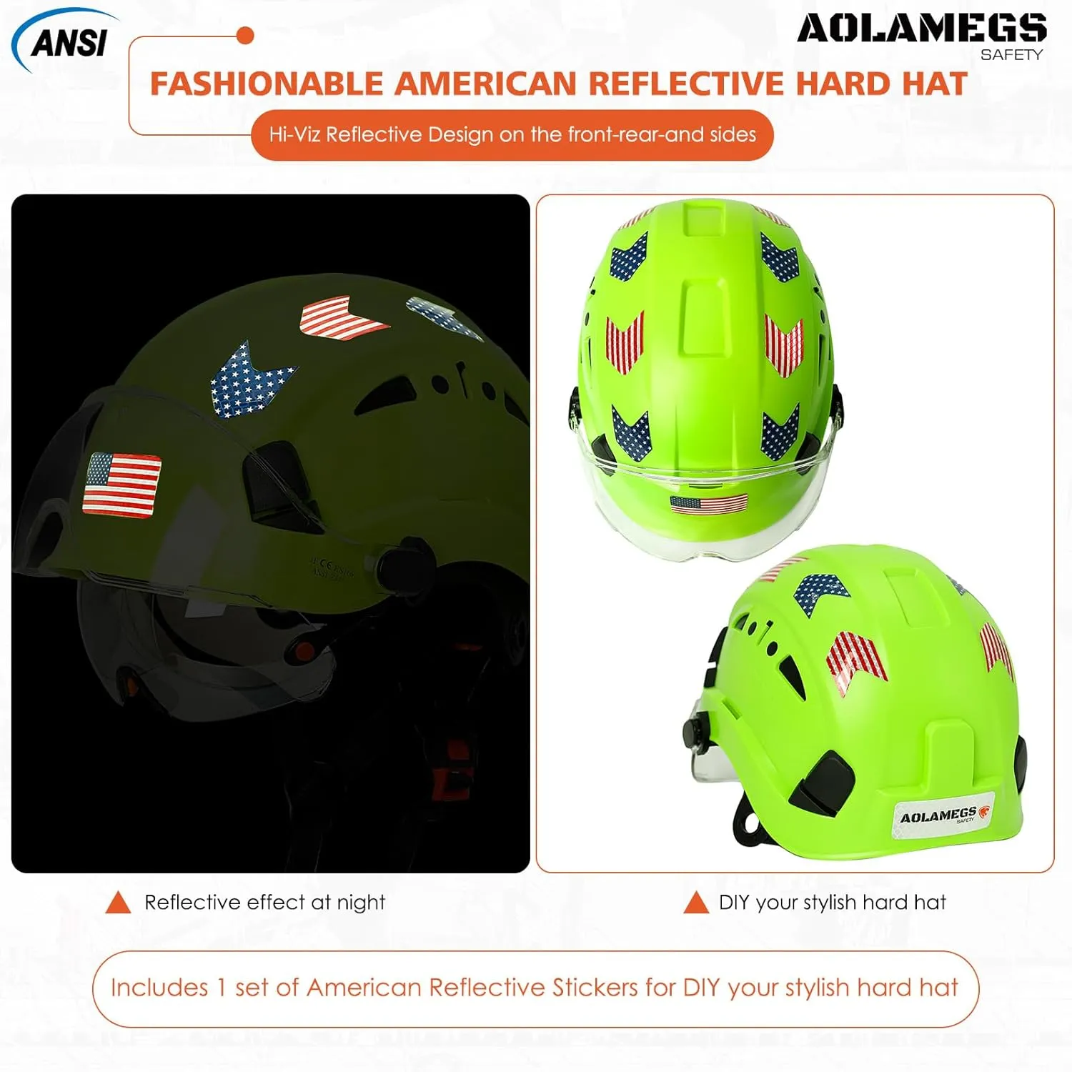Hard Hats Construction OSHA Approved With Double Visor - Cascos De Construccion Vented Hard Hat With Clear and Tinted Visor Construction Safety Helmet Hat With Chin Straps 6pt Suspension