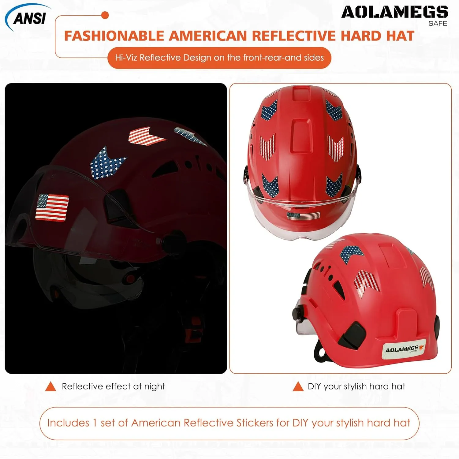 Hard Hats Construction OSHA Approved With Double Visor - Cascos De Construccion Vented Hard Hat With Clear and Tinted Visor Construction Safety Helmet Hat With Chin Straps 6pt Suspension