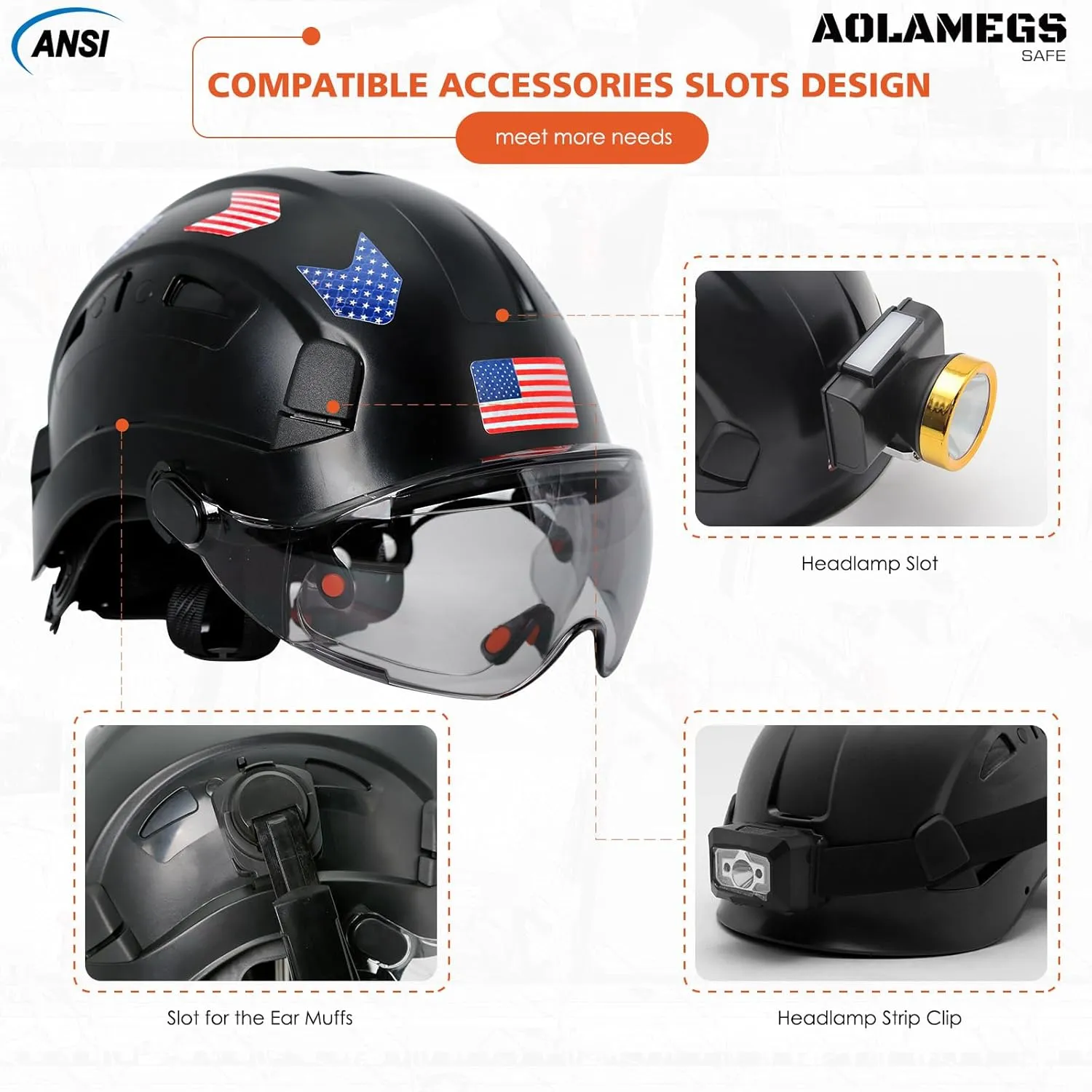 Hard Hats Construction OSHA Approved With Double Visor - Cascos De Construccion Vented Hard Hat With Clear and Tinted Visor Construction Safety Helmet Hat With Chin Straps 6pt Suspension