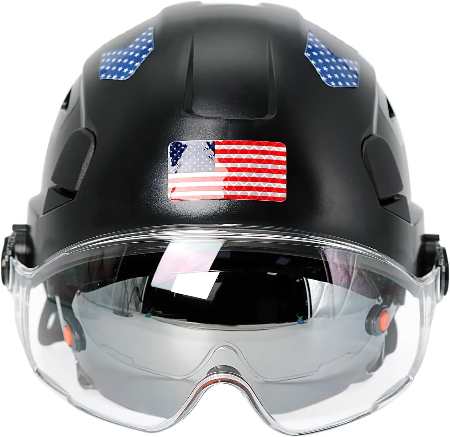 Hard Hats Construction OSHA Approved With Double Visor - Cascos De Construccion Vented Hard Hat With Clear and Tinted Visor Construction Safety Helmet Hat With Chin Straps 6pt Suspension