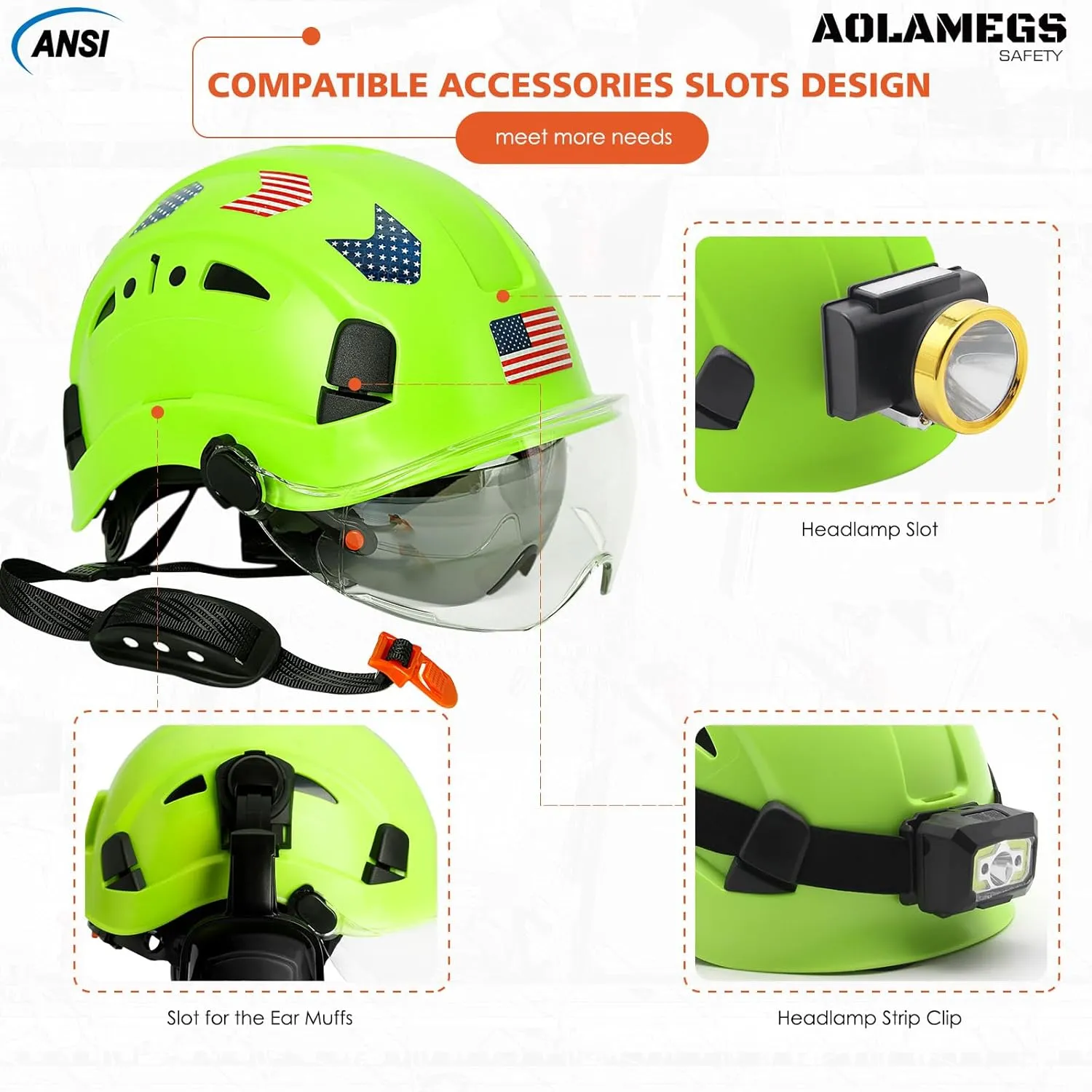 Hard Hats Construction OSHA Approved With Double Visor - Cascos De Construccion Vented Hard Hat With Clear and Tinted Visor Construction Safety Helmet Hat With Chin Straps 6pt Suspension