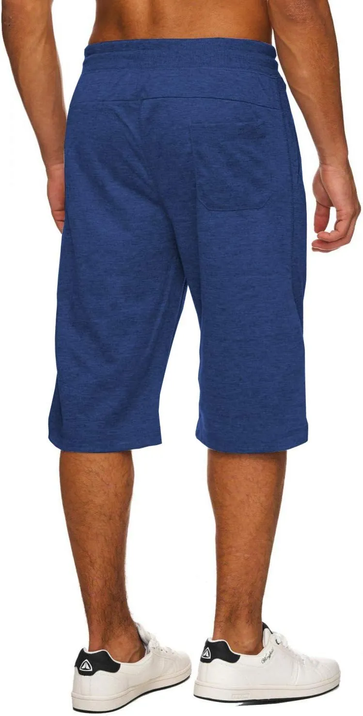 Hidyliu Mens Elastic Waist Drawstring Workout Gym Joggers 3/4 Shorts Summer Casual Sweat Short Pants with Pockets