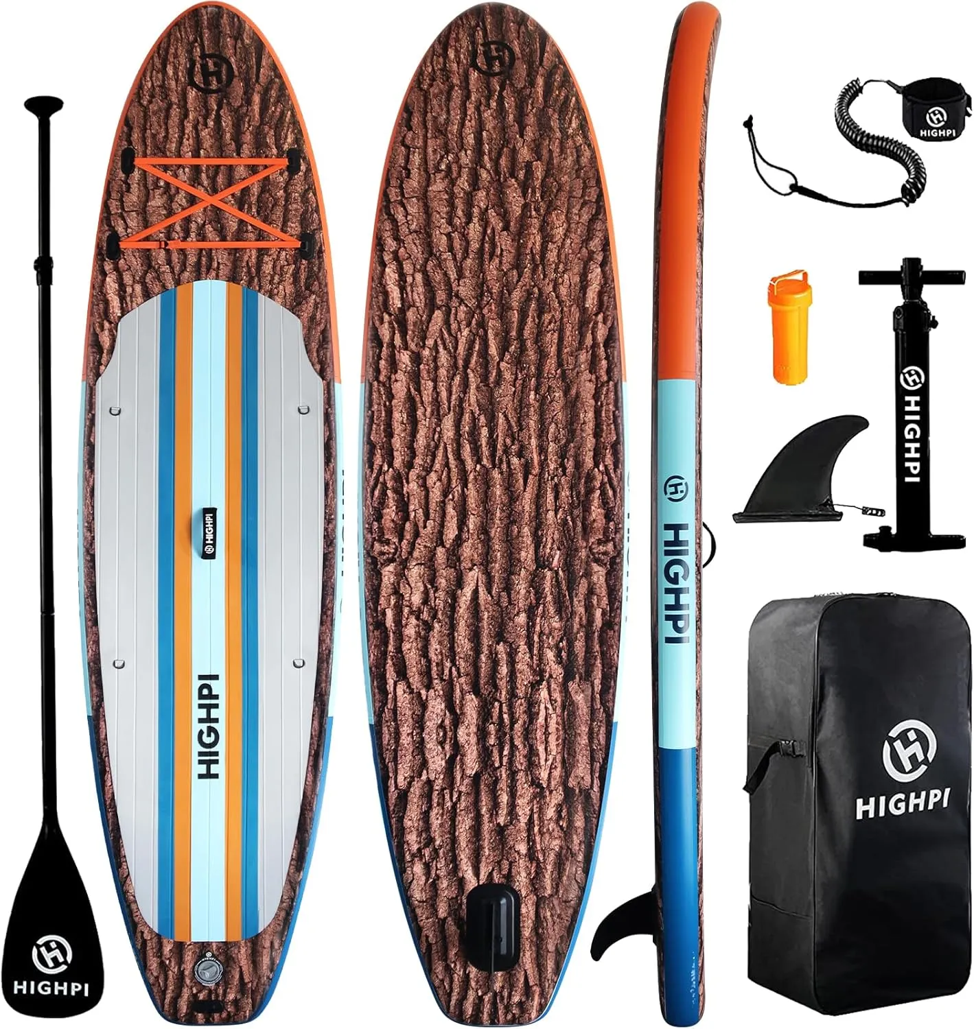 Highpi Inflatable Stand Up Paddle Board Premium SUP Accessories, Backpack, Wide Stance, Surf Control, Non-Slip Deck, Leash, Paddle and Pump, Standing Boat for Youth and Adult