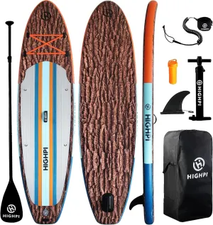 Highpi Inflatable Stand Up Paddle Board Premium SUP Accessories, Backpack, Wide Stance, Surf Control, Non-Slip Deck, Leash, Paddle and Pump, Standing Boat for Youth and Adult