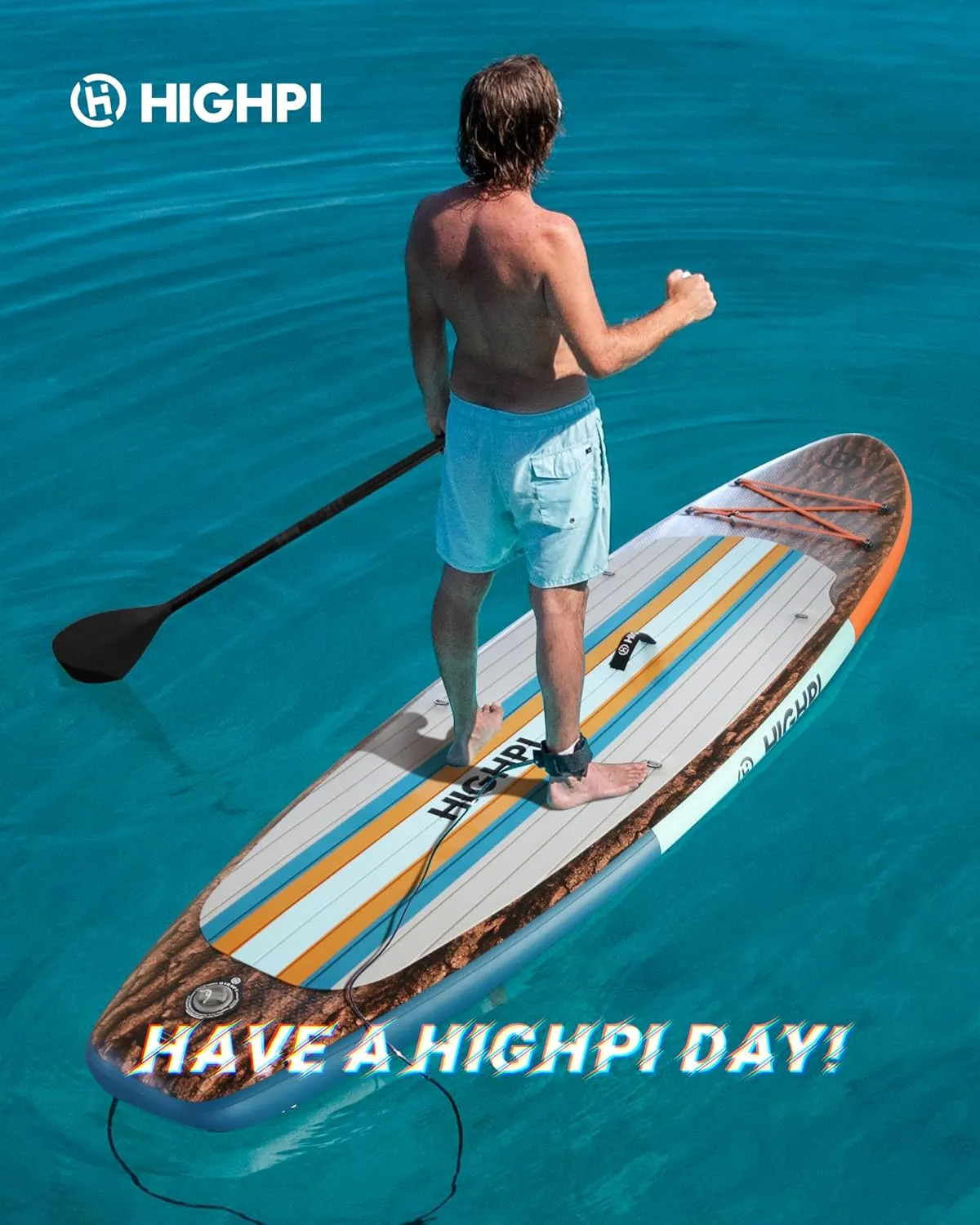 Highpi Inflatable Stand Up Paddle Board Premium SUP Accessories, Backpack, Wide Stance, Surf Control, Non-Slip Deck, Leash, Paddle and Pump, Standing Boat for Youth and Adult