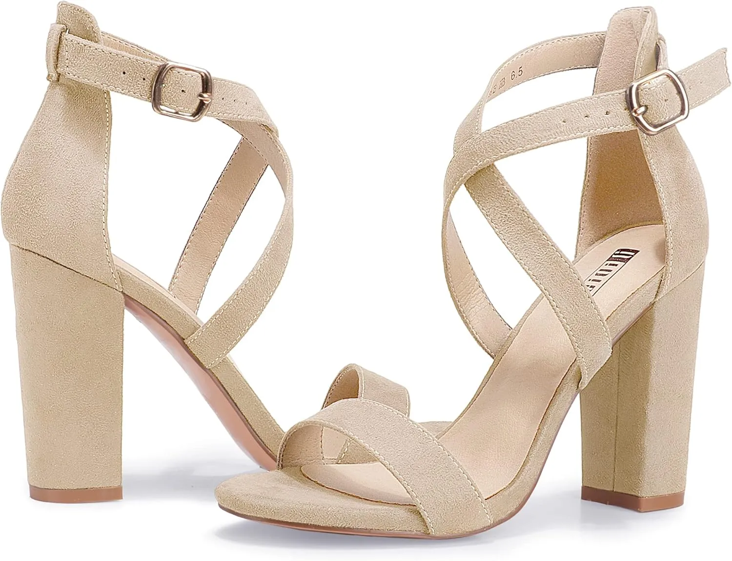 IDIFU Women's Chunky High Heel Sandal Strappy Open Toe Ankle Strap Dress Shoes for Women Bridesmaid Ladies in Wedding Bridal Evening Homecoming Prom