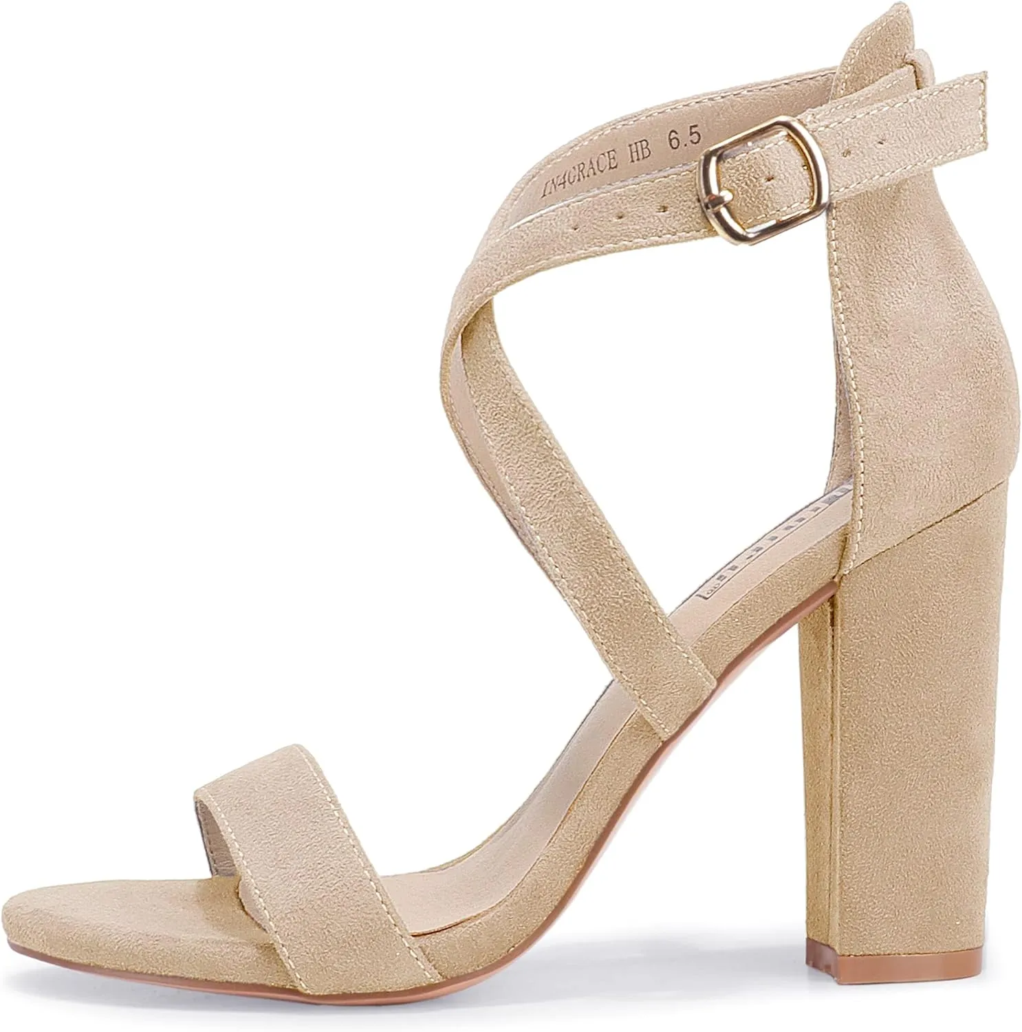 IDIFU Women's Chunky High Heel Sandal Strappy Open Toe Ankle Strap Dress Shoes for Women Bridesmaid Ladies in Wedding Bridal Evening Homecoming Prom