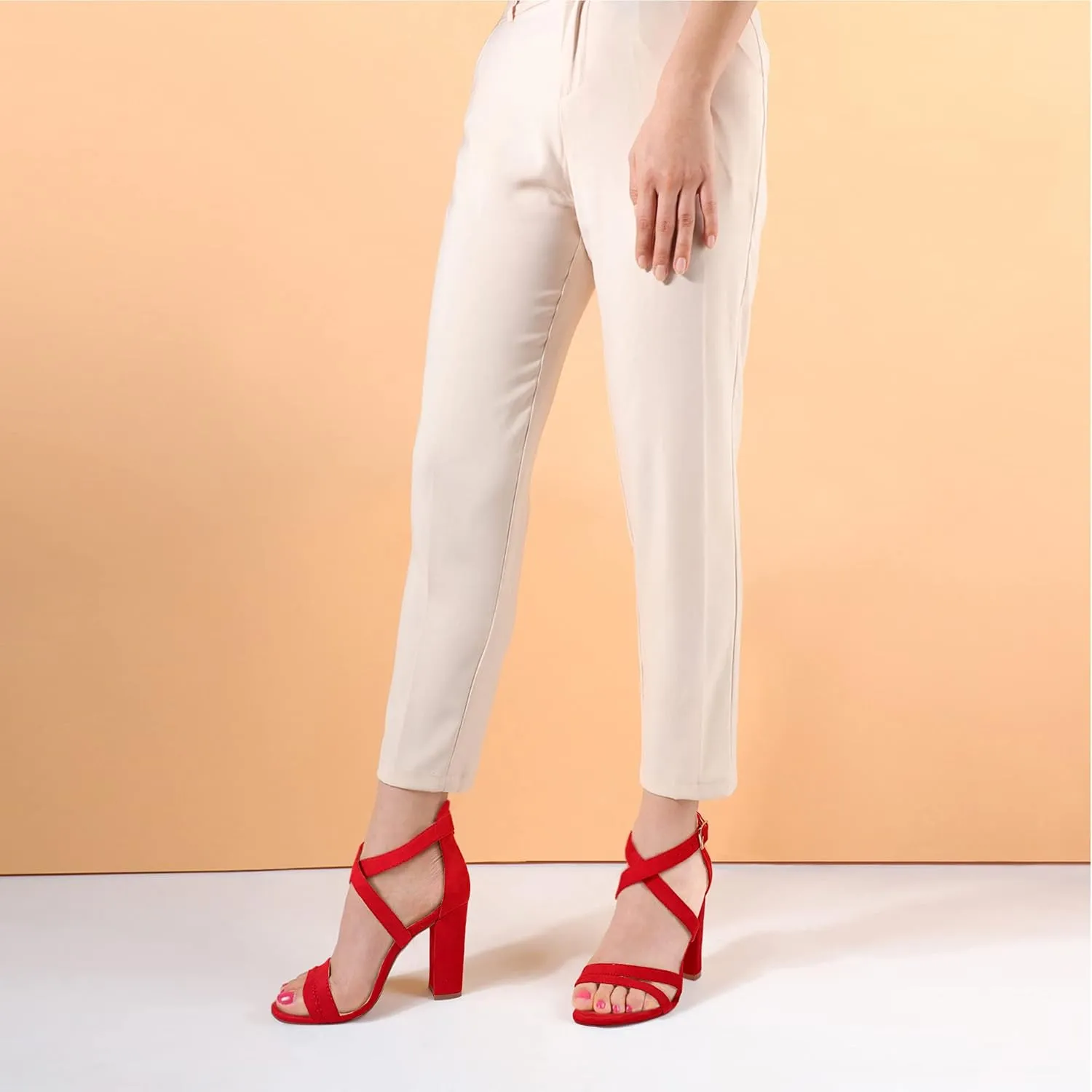 IDIFU Women's Chunky High Heel Sandal Strappy Open Toe Ankle Strap Dress Shoes for Women Bridesmaid Ladies in Wedding Bridal Evening Homecoming Prom