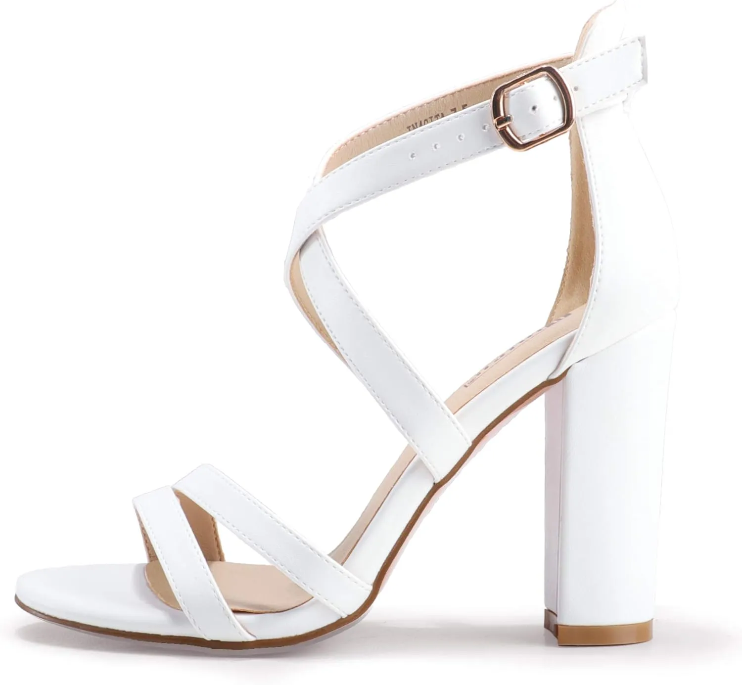 IDIFU Women's Chunky High Heel Sandal Strappy Open Toe Ankle Strap Dress Shoes for Women Bridesmaid Ladies in Wedding Bridal Evening Homecoming Prom