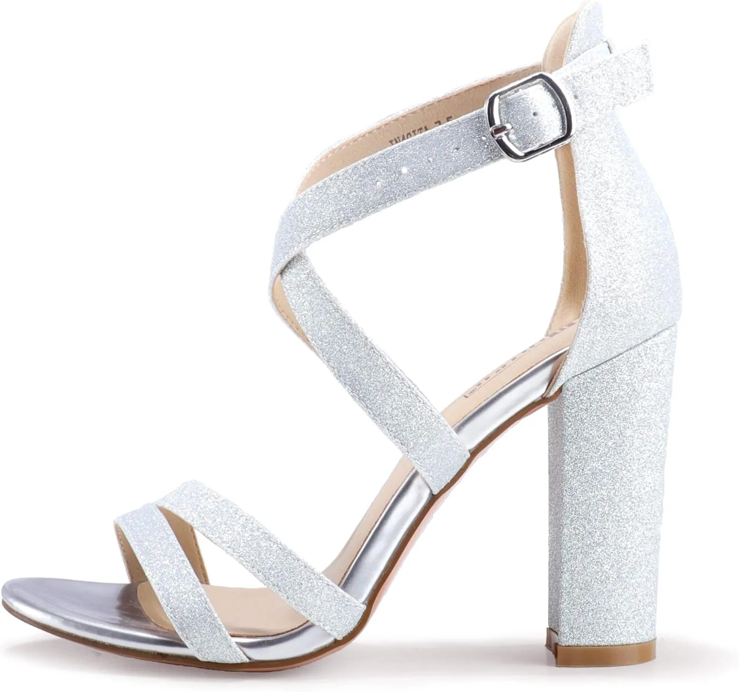IDIFU Women's Chunky High Heel Sandal Strappy Open Toe Ankle Strap Dress Shoes for Women Bridesmaid Ladies in Wedding Bridal Evening Homecoming Prom