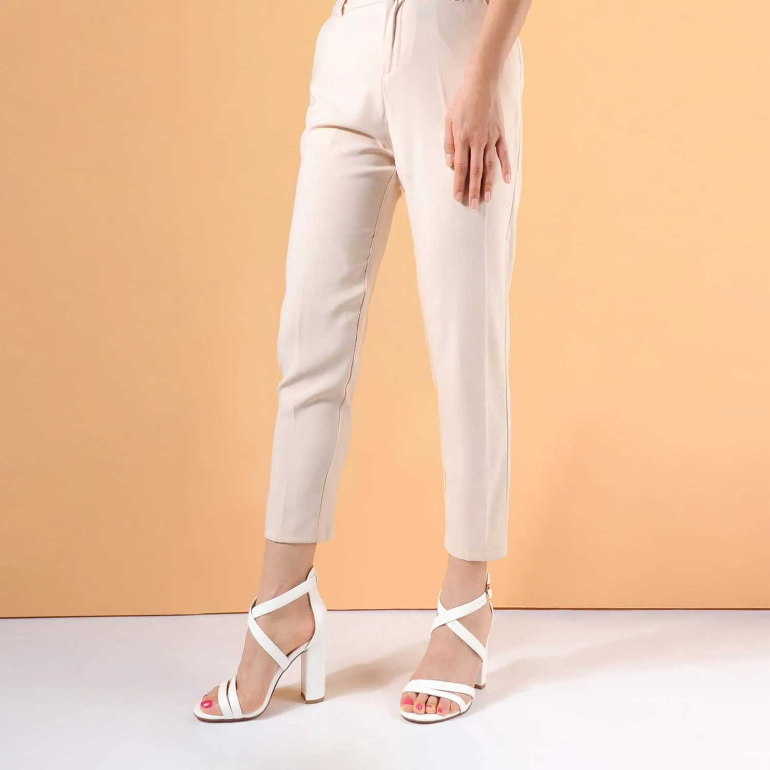 IDIFU Women's Chunky High Heel Sandal Strappy Open Toe Ankle Strap Dress Shoes for Women Bridesmaid Ladies in Wedding Bridal Evening Homecoming Prom