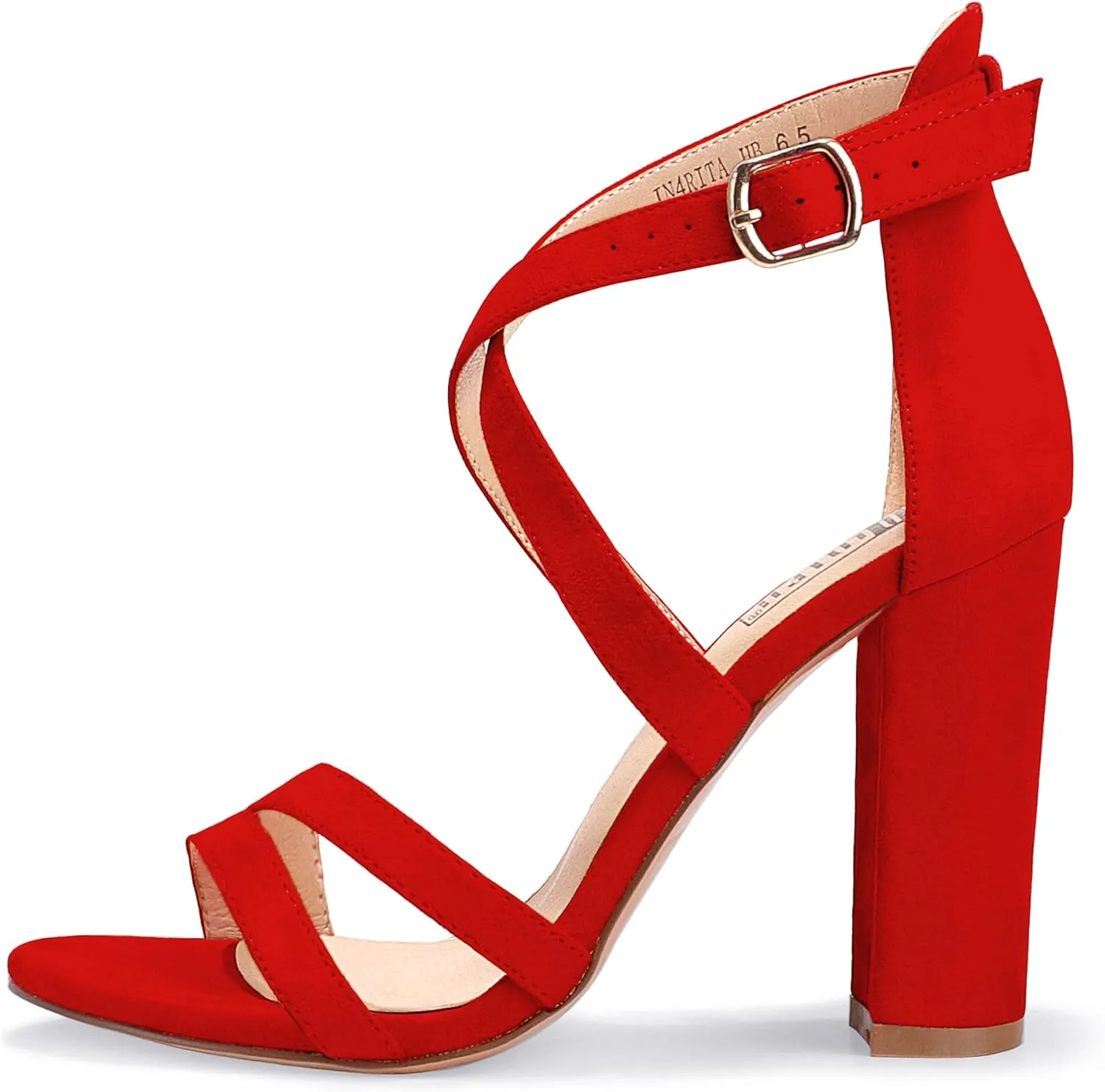 IDIFU Women's Chunky High Heel Sandal Strappy Open Toe Ankle Strap Dress Shoes for Women Bridesmaid Ladies in Wedding Bridal Evening Homecoming Prom