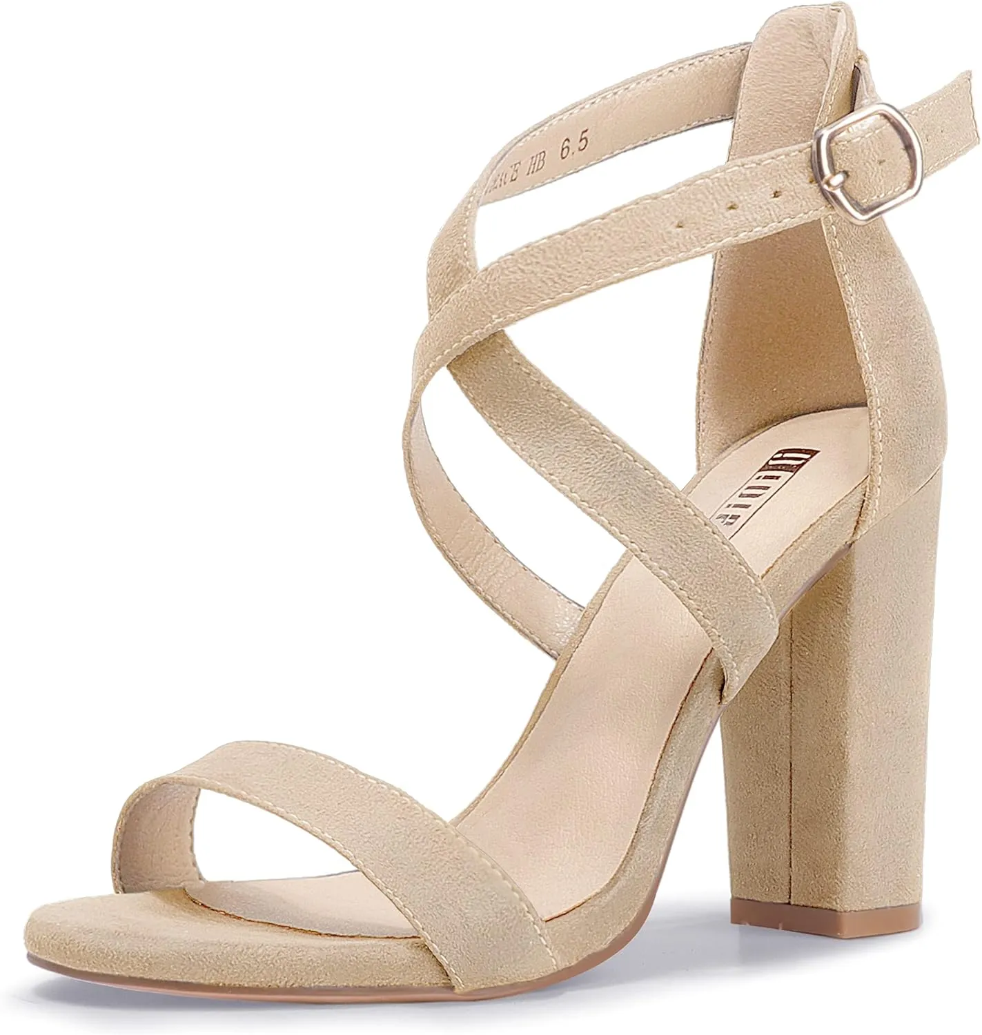 IDIFU Women's Chunky High Heel Sandal Strappy Open Toe Ankle Strap Dress Shoes for Women Bridesmaid Ladies in Wedding Bridal Evening Homecoming Prom