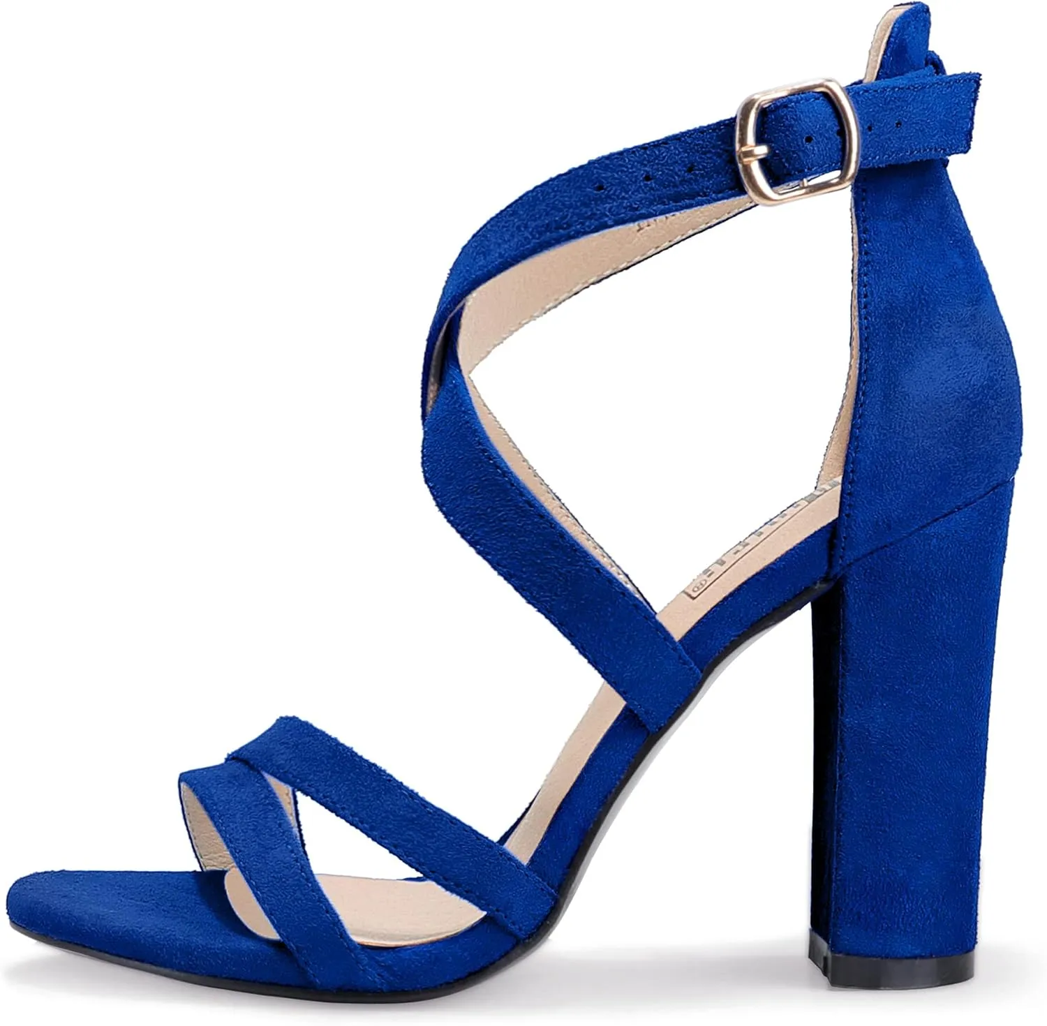 IDIFU Women's Chunky High Heel Sandal Strappy Open Toe Ankle Strap Dress Shoes for Women Bridesmaid Ladies in Wedding Bridal Evening Homecoming Prom