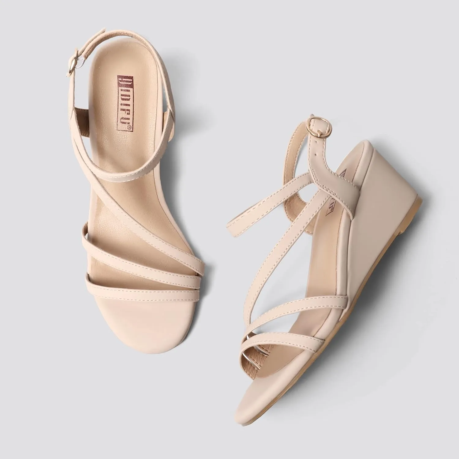 IDIFU Women's Wedge Heel Sandal Dress Low Strappy 2 Inch Open Toe Wedding Bridal Shoes for Woman Ladies Evening Formal