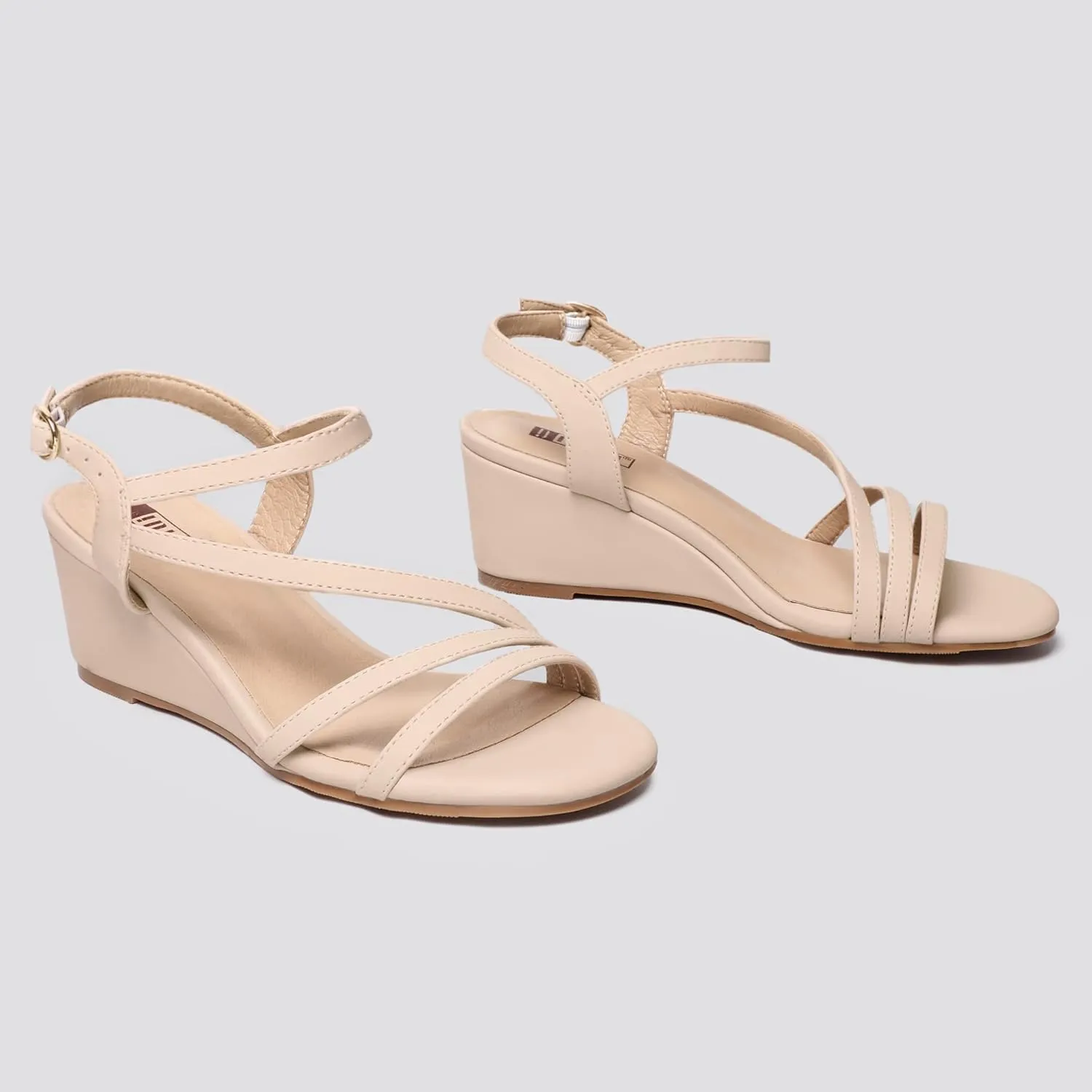 IDIFU Women's Wedge Heel Sandal Dress Low Strappy 2 Inch Open Toe Wedding Bridal Shoes for Woman Ladies Evening Formal