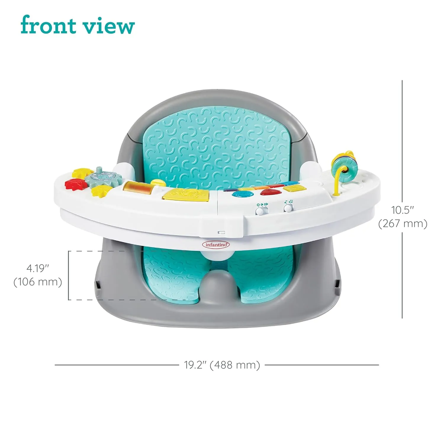 Infantino Music & Lights 3-in-1 Discovery Seat and Booster - Convertible, Infant Activity and Feeding Seat with Electronic Piano for Sensory Exploration, for Babies and Toddlers, Teal