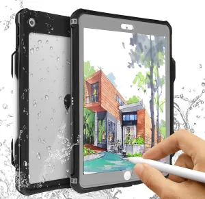 ipad 10.2 Waterproof Case 2021/2020/2019,ACase iPad 7th/iPad 8th/iPad 9th Generation IP68 Waterproof ipad 10.2 Cover with Strap Stand Pencil Holde Built-in Screen Protector Rugged Shockproof Case