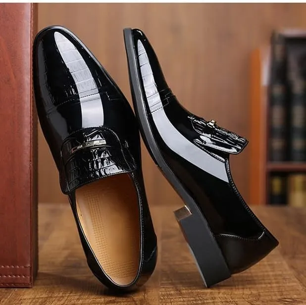 Italian Leather Shoes for Men Luxury Business Oxford Breathable Patent Formal Plus Size Man Office Wedding Flats Male Black Mens