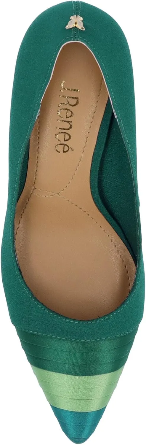 J. Renee Garbina - Heels for Women - Pointed Toe - Synthetic Outsole - Pleated Cap Toe - Kitten Heels