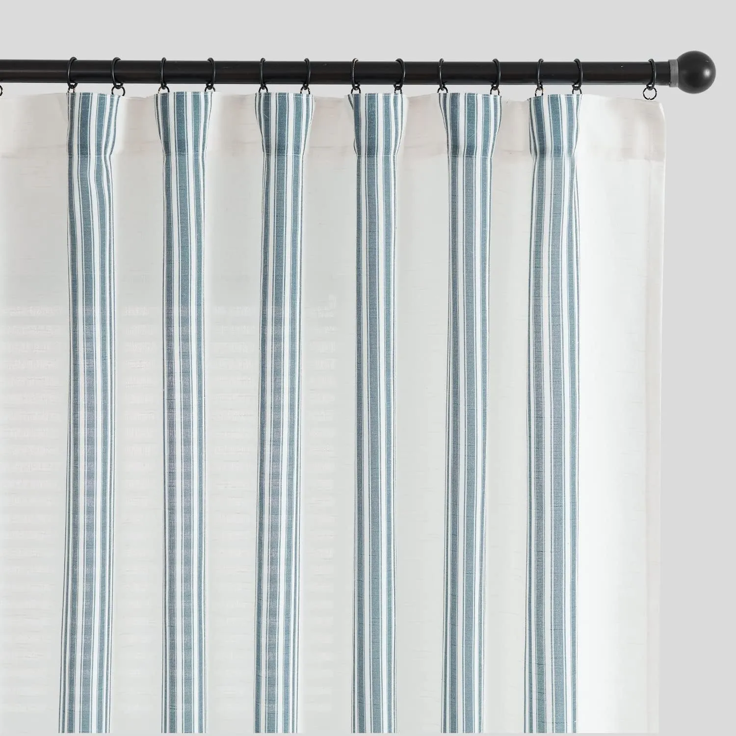 jinchan Striped Linen Blend Curtains 96 Inches Long for Living Room Blue Stripe Semi Sheer Light Filtering Modern Farmhouse Coastal Drapes for Bedroom Curtain Set 2 Panels