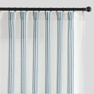 jinchan Striped Linen Blend Curtains 96 Inches Long for Living Room Blue Stripe Semi Sheer Light Filtering Modern Farmhouse Coastal Drapes for Bedroom Curtain Set 2 Panels