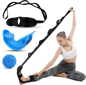 JIURUN Stretching Strap, Foot Rocker,Foot and Calf Stretcher Kit, Suitable for Stretching Legs, Thighs, Calves and Hamstrings, Leg Stretcher Strap, Included Massage Ball