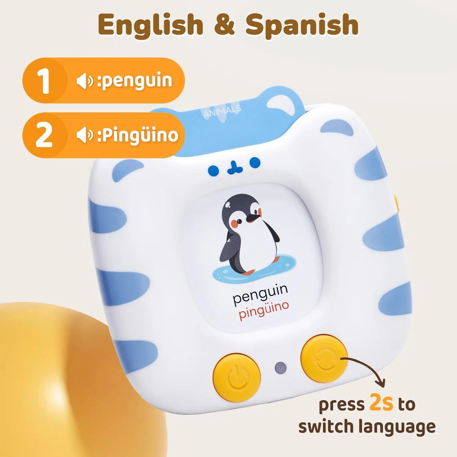 JoyCat Bilingual Spanish & English Talking Flash Cards for Toddlers 1-5, 454 Words 6 Songs, Clear Voice & Thick Cards & Easy to Slide in and Out, Independent Play & Speech Development Toys