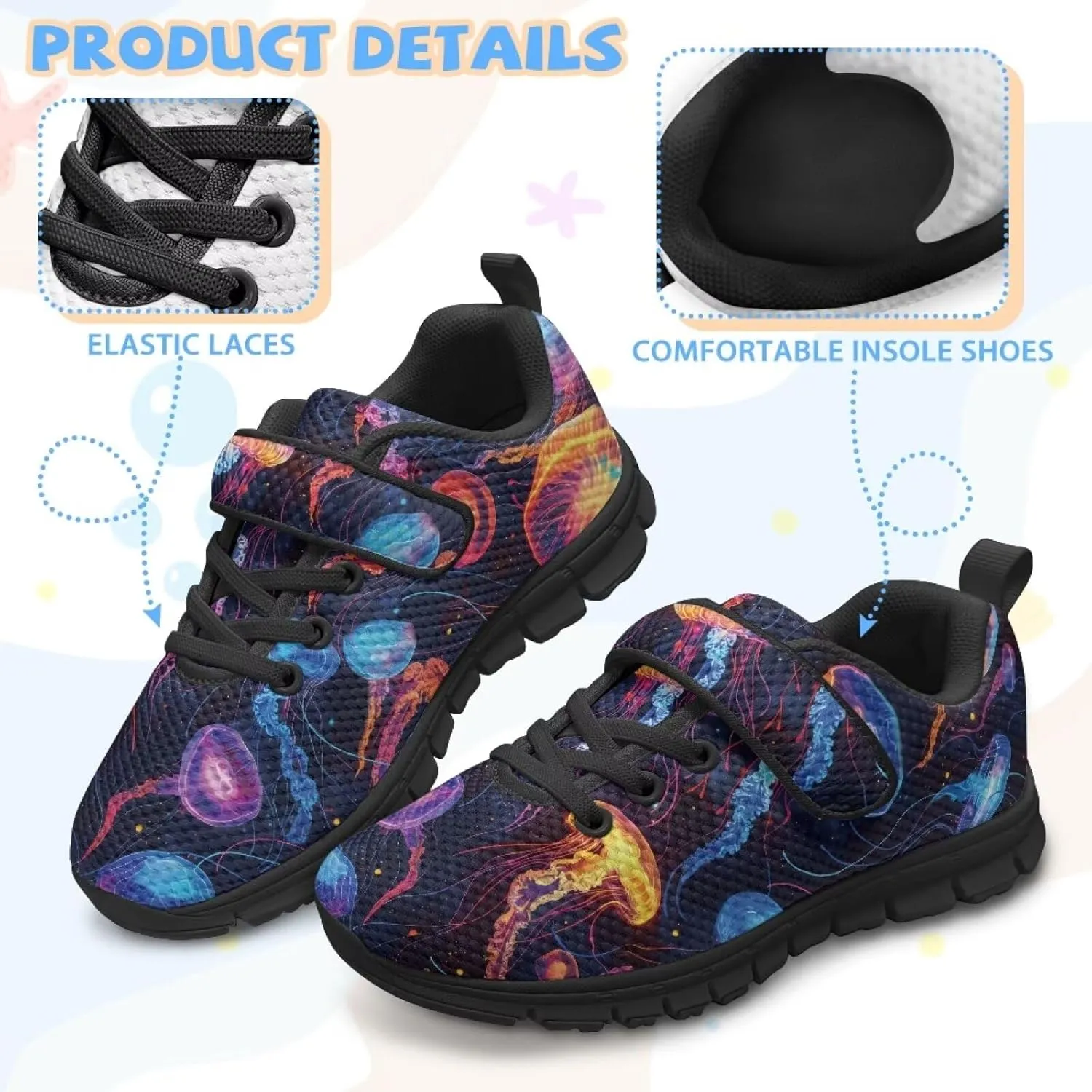 Kids Lightweight Strap Athletic Tennis Shoes Animal Sneakers Breathable Sports Running Walking Shoes for Boys Girls US 11-15