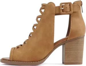 Kira - Women Open Toe Crisscross High Heel Fashion Sandal with Adjustable Ankle Strap and Back Zipper