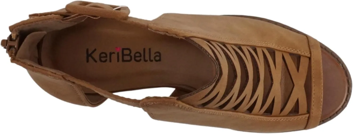 Kira - Women Open Toe Crisscross High Heel Fashion Sandal with Adjustable Ankle Strap and Back Zipper