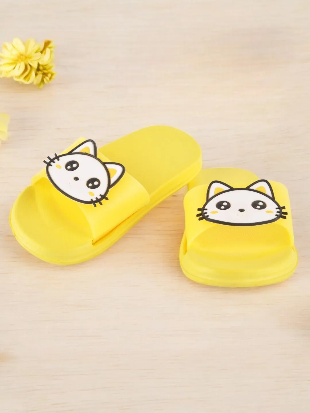 Kitty Face Slides for Girls - Yellow