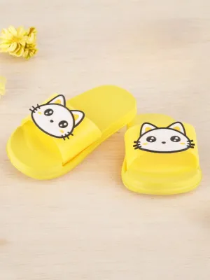 Kitty Face Slides for Girls - Yellow