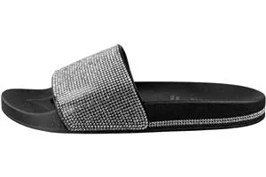 Ladies Gem Fashion Flip Flop Slide with Gem Trim