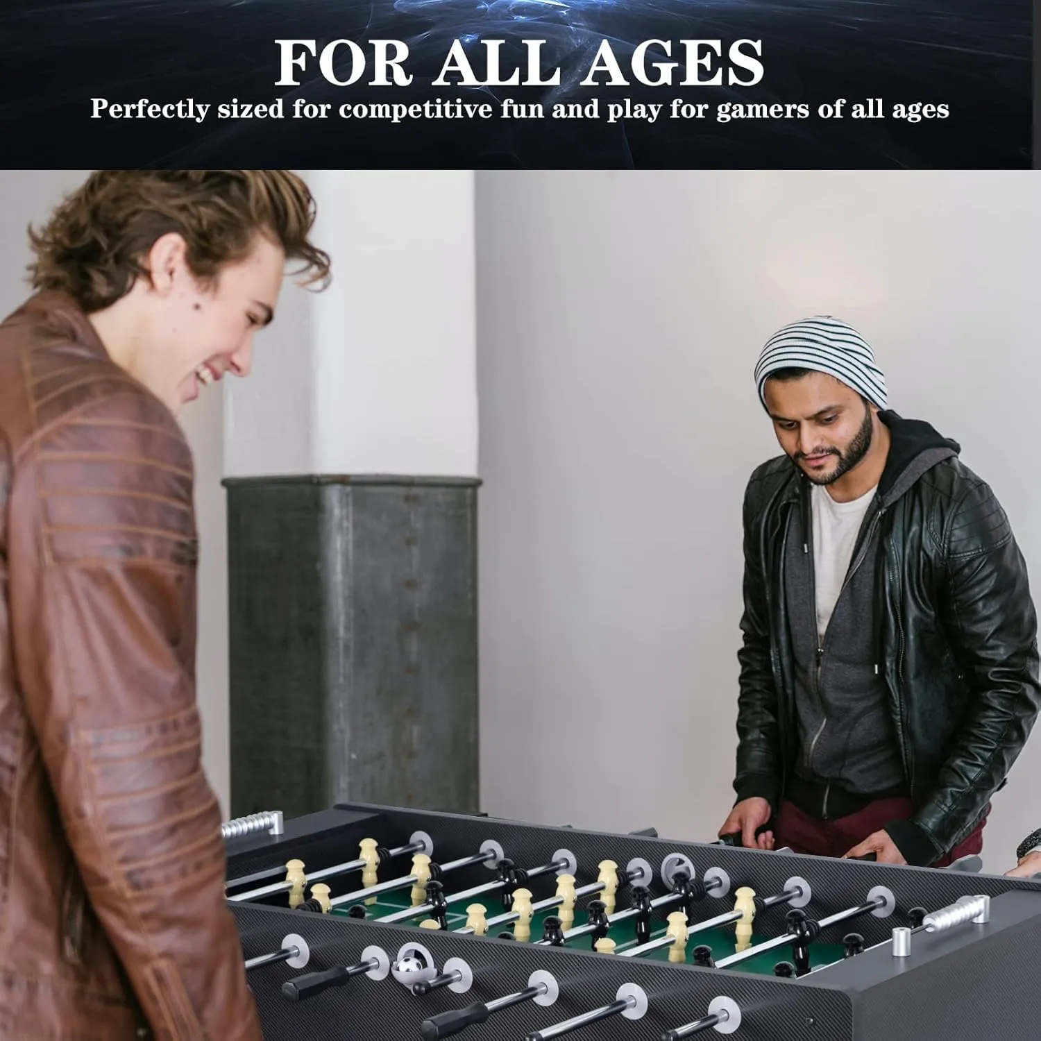 Large 55" Foosball Table Adult Size, Competition Full Size Soccer Game Table with 2 Balls, Leg Levelers & Heavy-Duty Legs, Arcade Football Table for Kids Family, Game Room
