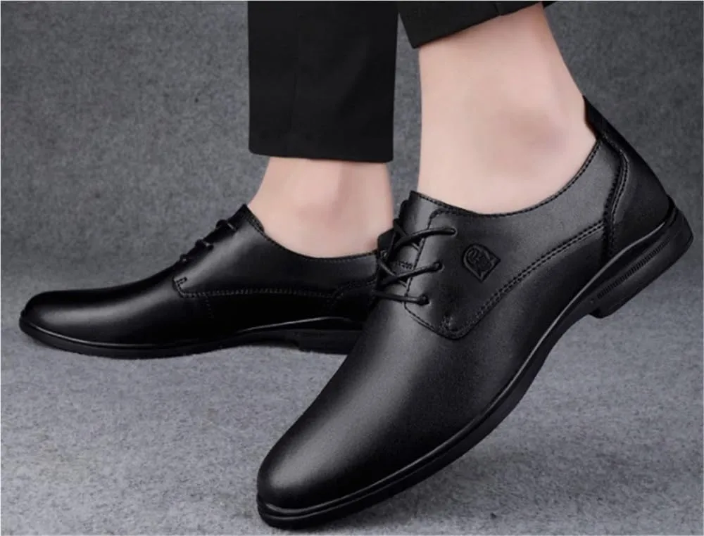 Leather Lace Up Soft Bottom Versatile Casual Oxford Comfortable Business Formal Shoes Rubber Sole Leather