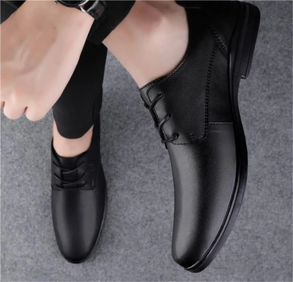 Leather Lace Up Soft Bottom Versatile Casual Oxford Comfortable Business Formal Shoes Rubber Sole Leather