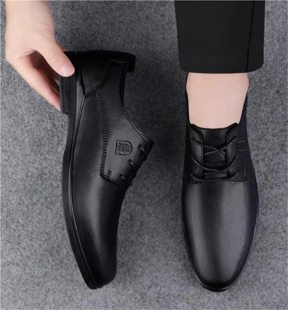 Leather Lace Up Soft Bottom Versatile Casual Oxford Comfortable Business Formal Shoes Rubber Sole Leather