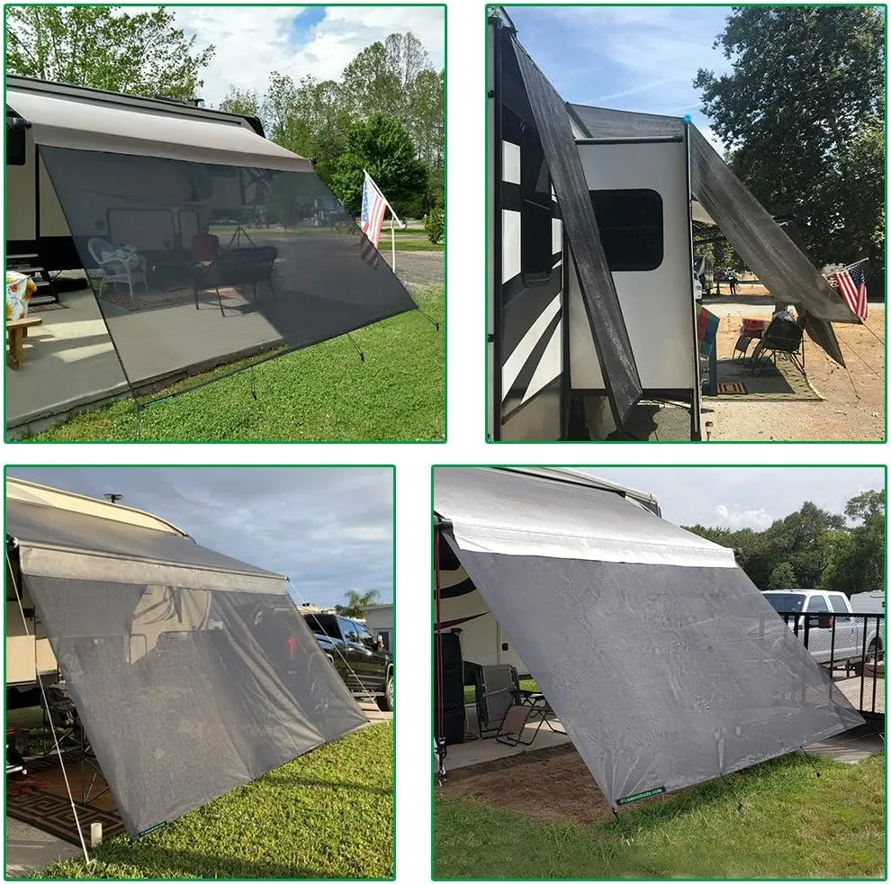 Leaveshade RV Awning Sun Shade Screen 10' X 12' 3''(Fit for 13' Awning) Mesh Sunshade Block Front Sun Galary Motorhome Camping Trailer Awning Shadescreen Sunscreen - 3 Year Warranty (Black)