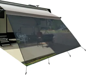 Leaveshade RV Awning Sun Shade Screen 10' X 12' 3''(Fit for 13' Awning) Mesh Sunshade Block Front Sun Galary Motorhome Camping Trailer Awning Shadescreen Sunscreen - 3 Year Warranty (Black)