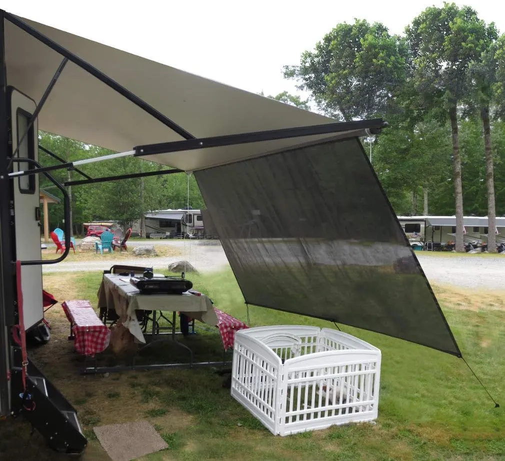 Leaveshade RV Awning Sun Shade Screen 10' X 12' 3''(Fit for 13' Awning) Mesh Sunshade Block Front Sun Galary Motorhome Camping Trailer Awning Shadescreen Sunscreen - 3 Year Warranty (Black)