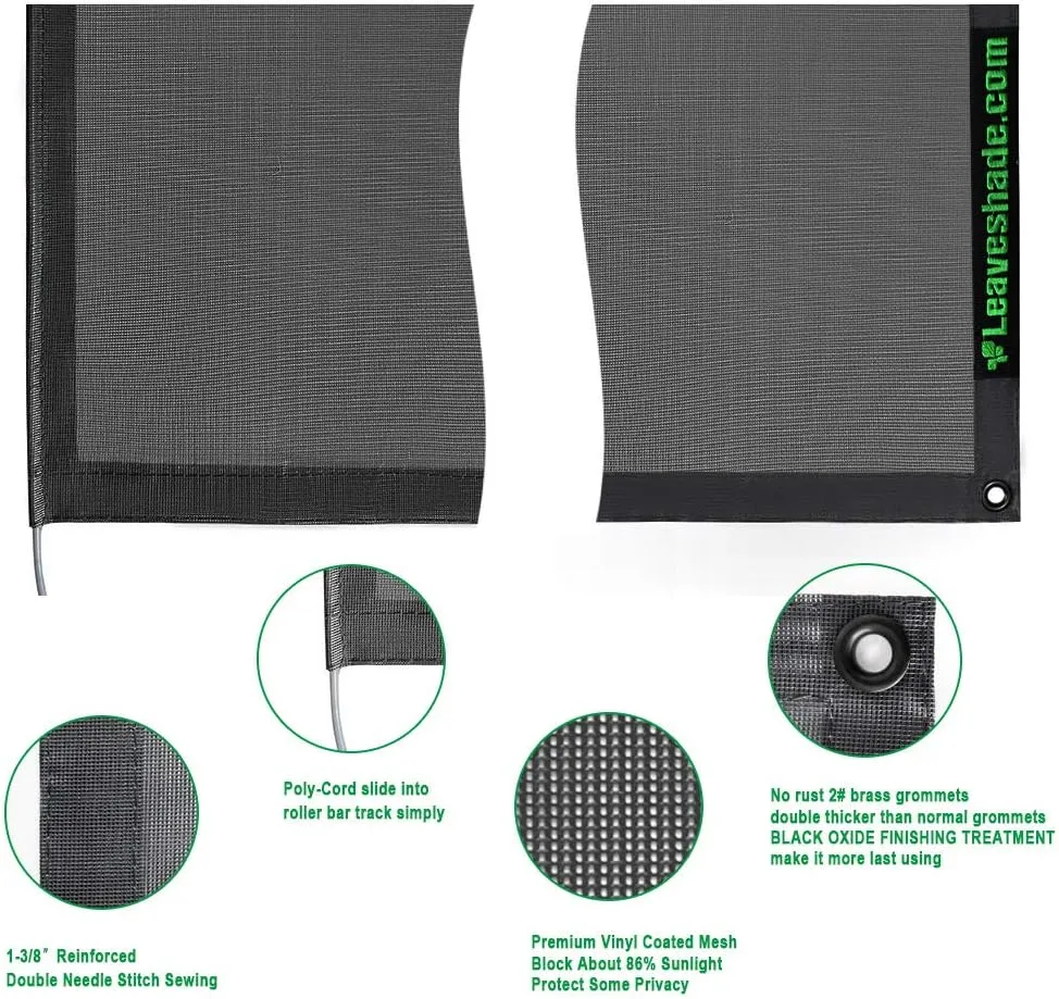 Leaveshade RV Awning Sun Shade Screen 10' X 12' 3''(Fit for 13' Awning) Mesh Sunshade Block Front Sun Galary Motorhome Camping Trailer Awning Shadescreen Sunscreen - 3 Year Warranty (Black)
