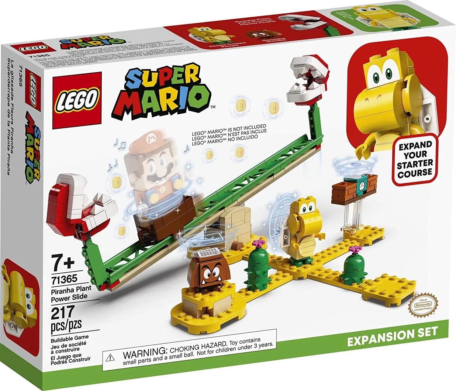 LEGO Super Mario Piranha Plant Power Slide Expansion Set 71365; Building Kit for Kids to Combine with The Super Mario Adventures with Mario Starter Course (71360) Playset (217 Pieces)