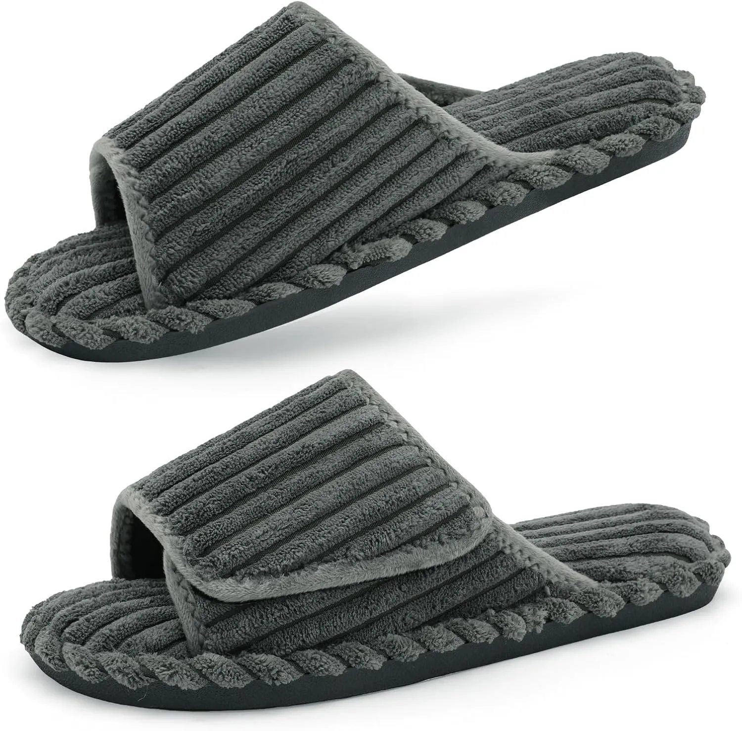 LeIsfIt Slippers for Women Adjustable Open Toe House Slippers Wide Diabetic Shoes Memory Foam Bedroom Slides Arthritis Edema House Shoes